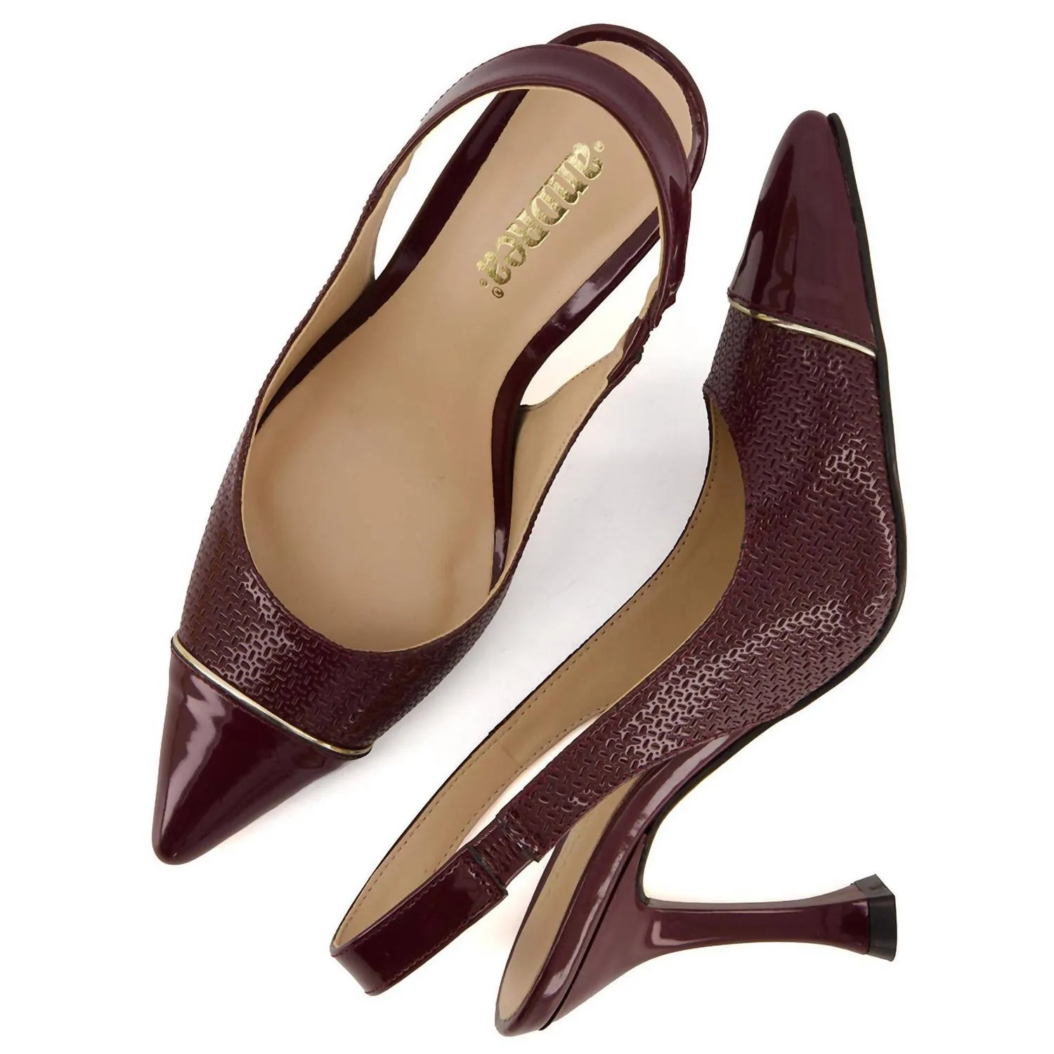 Women's Stiletto Slingback Pumps In Burgundy