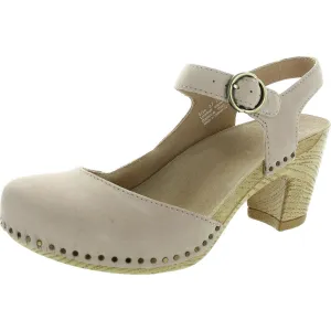 Womens Studded Manmade Block Heels