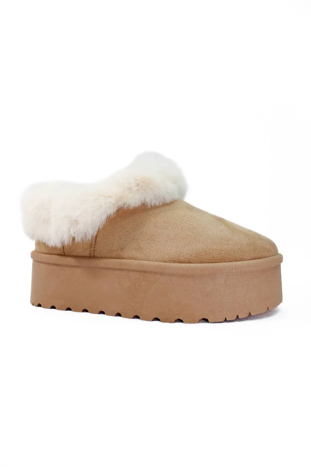 Women's Suede Platform Boot In Tan