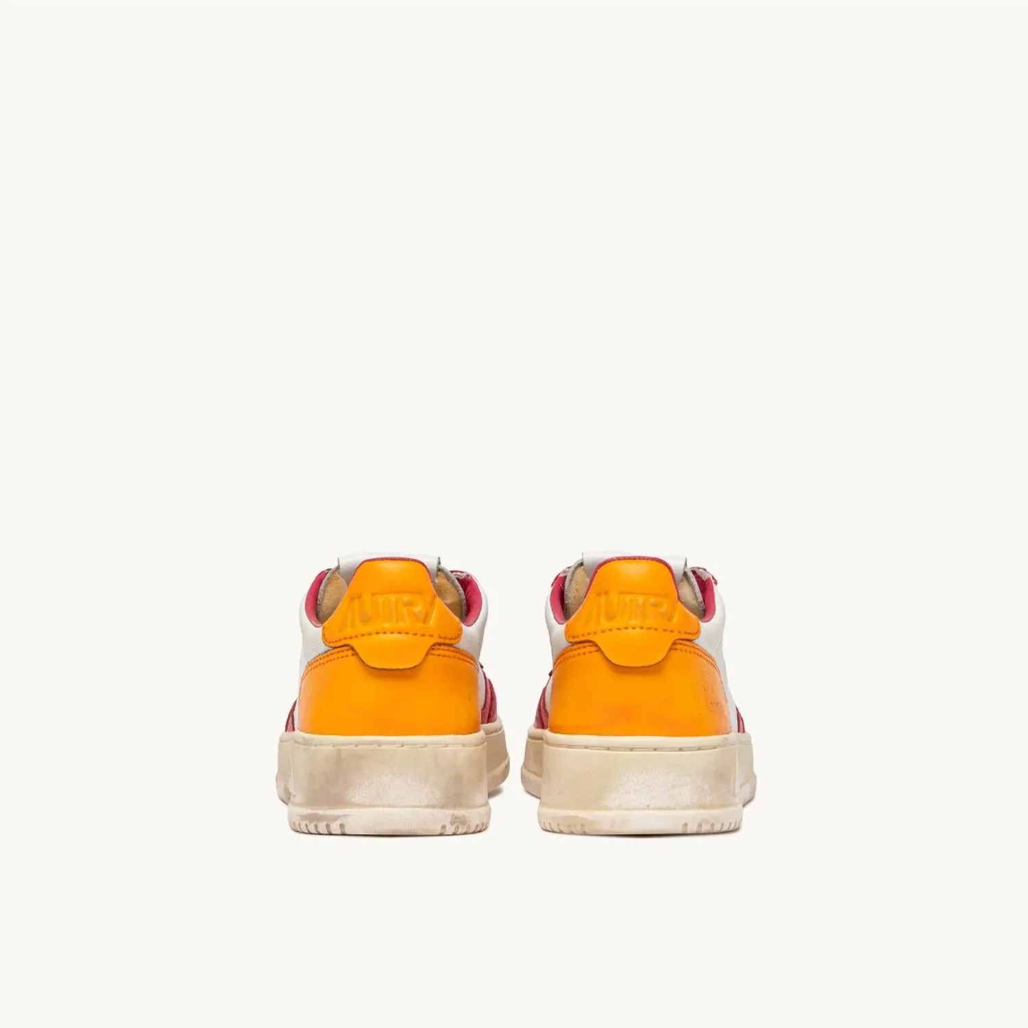 Women's Super Vintage Low Leather Sneaker In White/pink/marigold