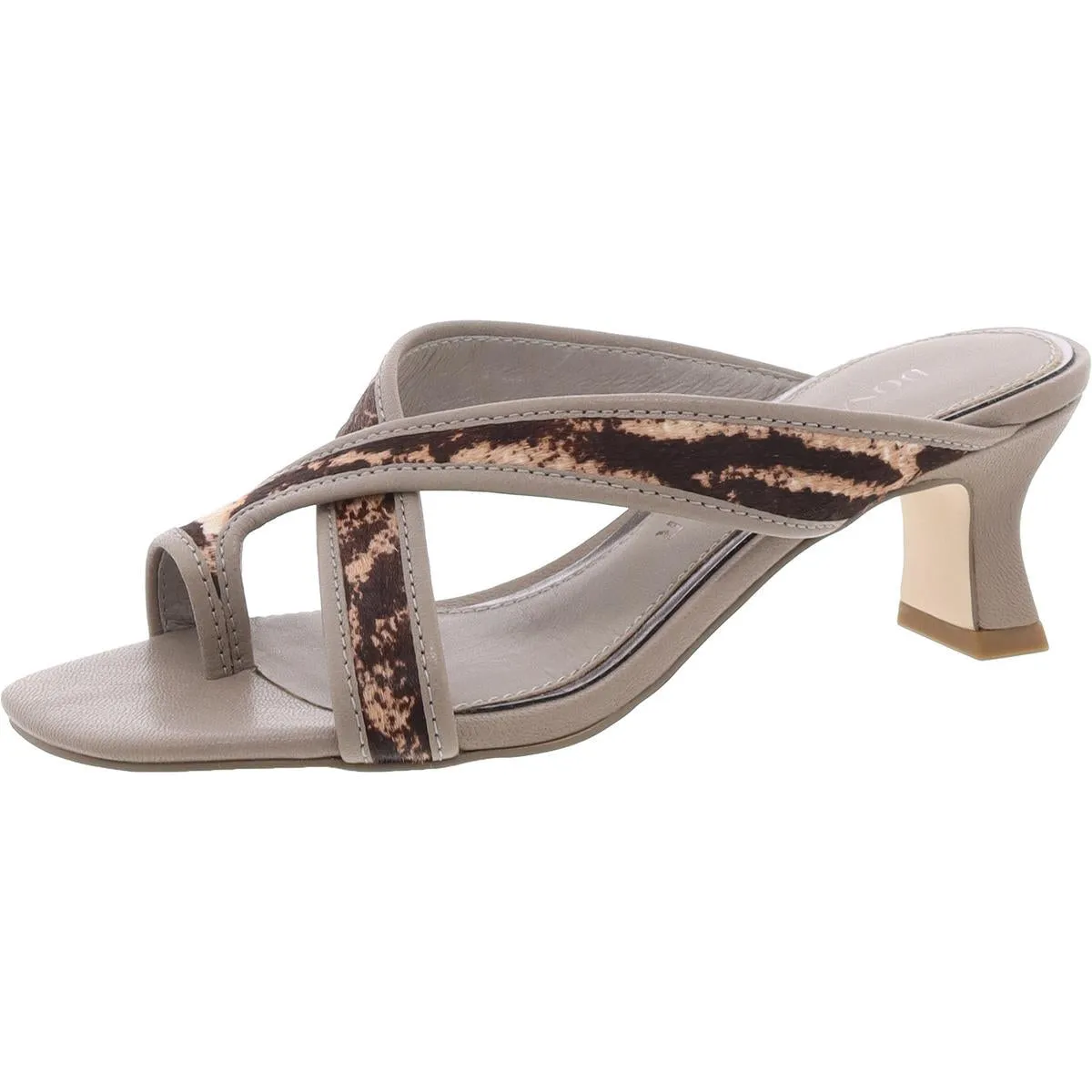 Womens Toe Loop Calf Hair Mules
