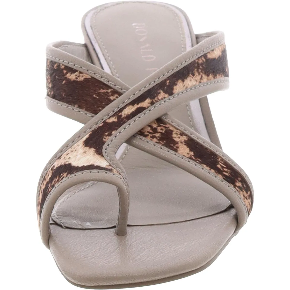 Womens Toe Loop Calf Hair Mules