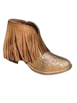 Women's Trippin Western Fringe With Glitter Booties In Brown