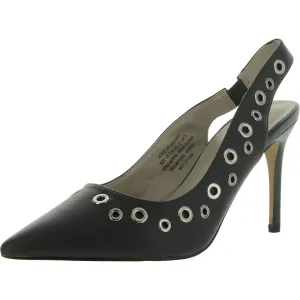 Womens Vegan Leather Pointed Toe Slingback Heels