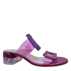Women's Vinyl Heeled Sandal In Pink