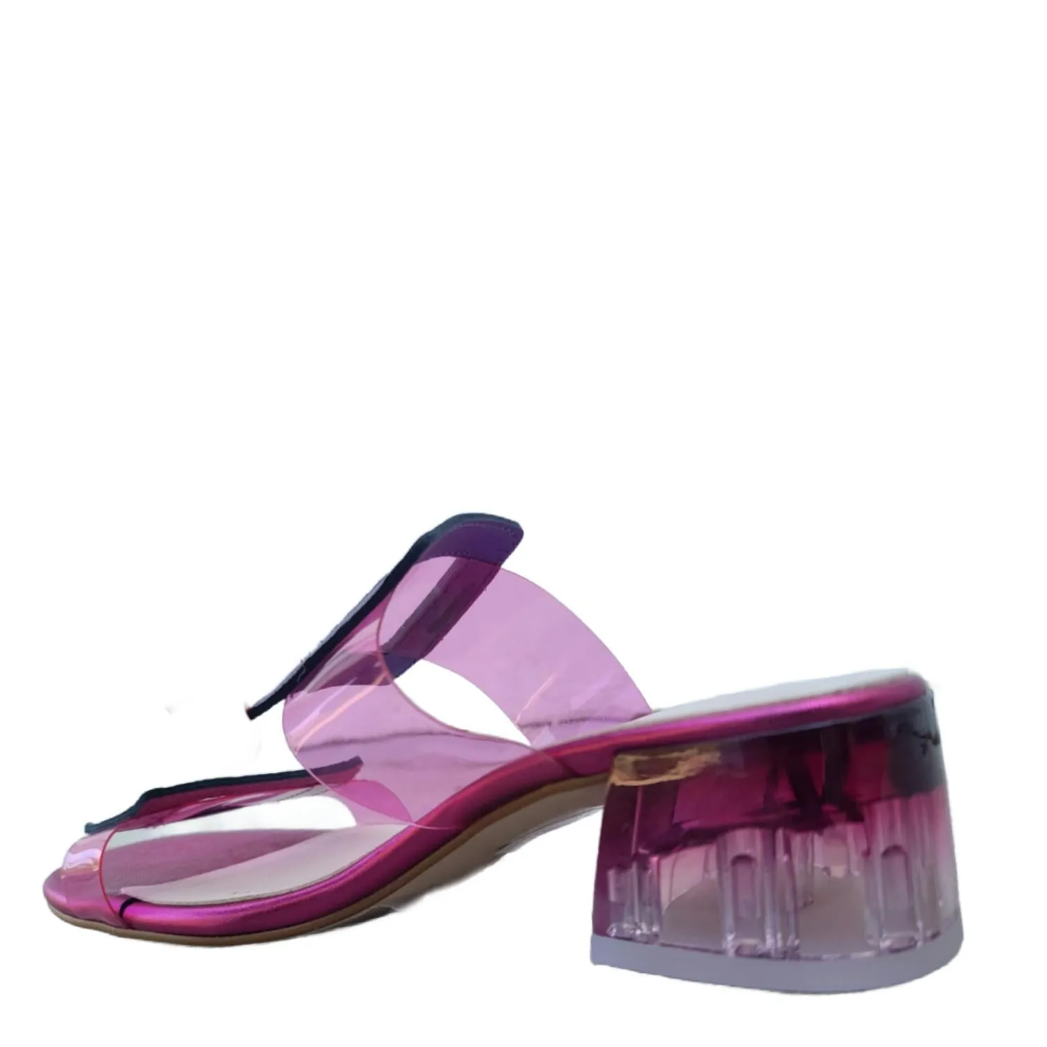 Women's Vinyl Heeled Sandal In Pink
