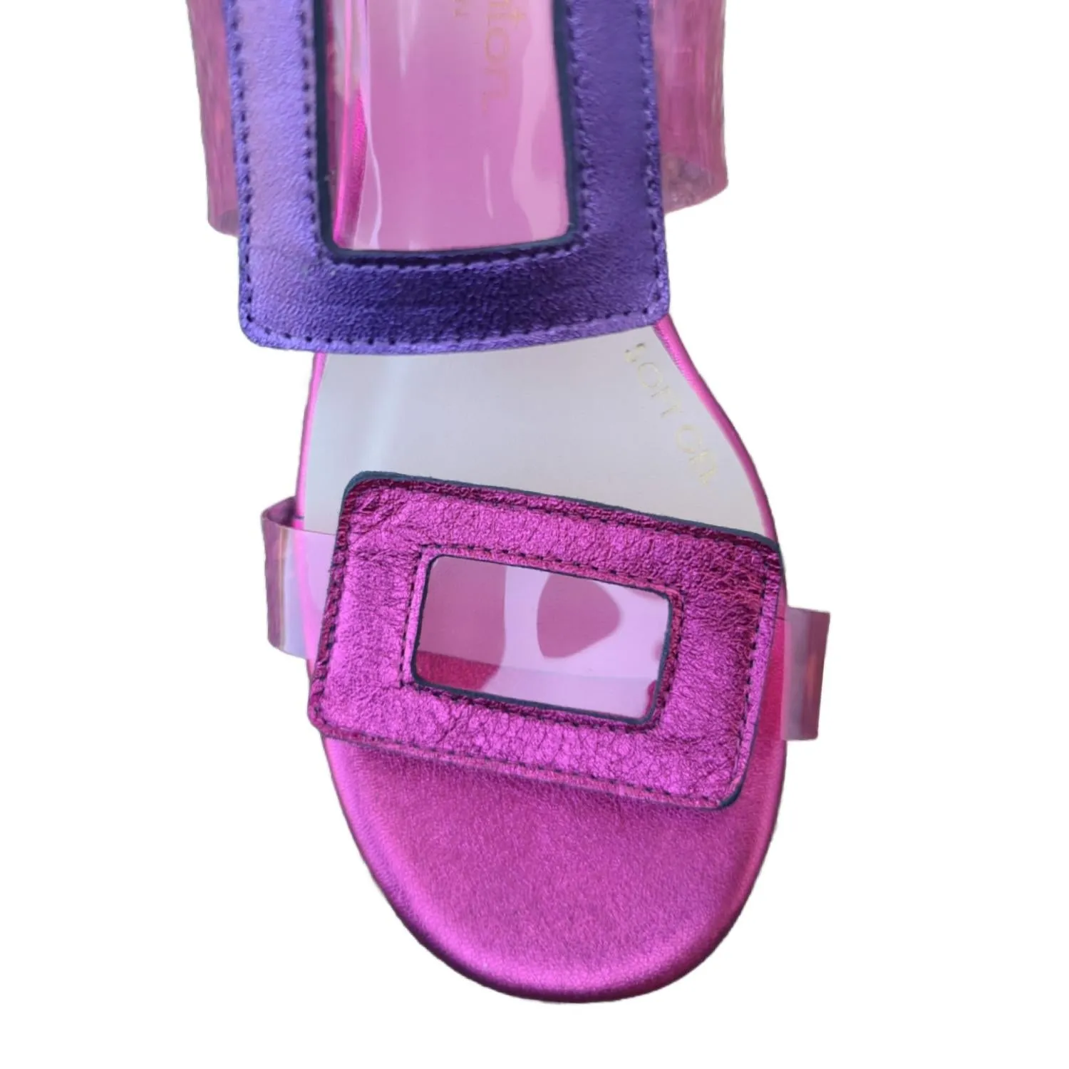 Women's Vinyl Heeled Sandal In Pink