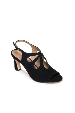 Wome's Nili Heels - Medium In Black Kid Suede