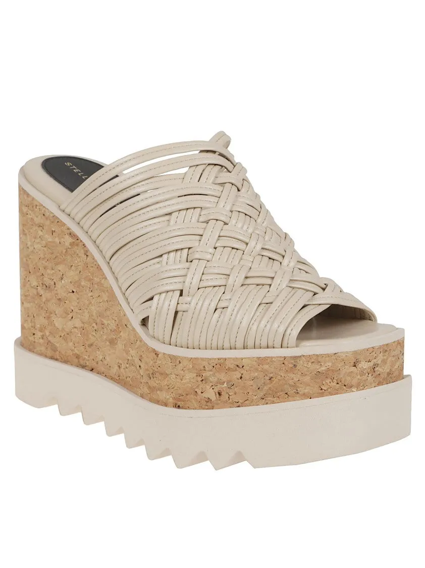 Woven Peep-Toe Wedge Sandals