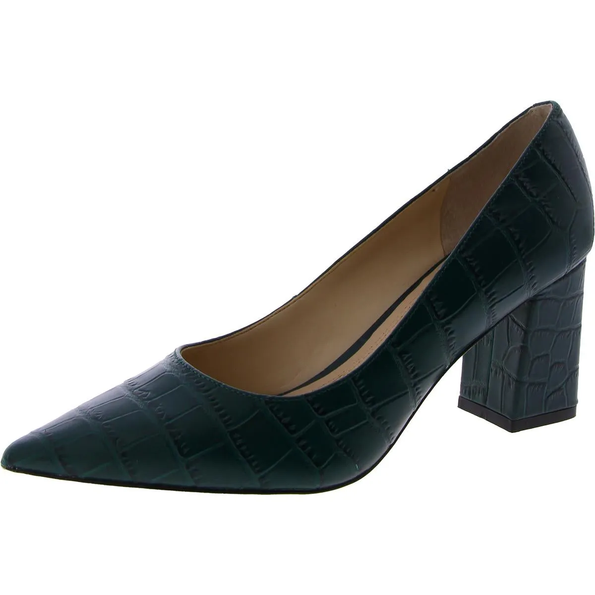 ZALA12 Womens Leather Block Heel Pumps