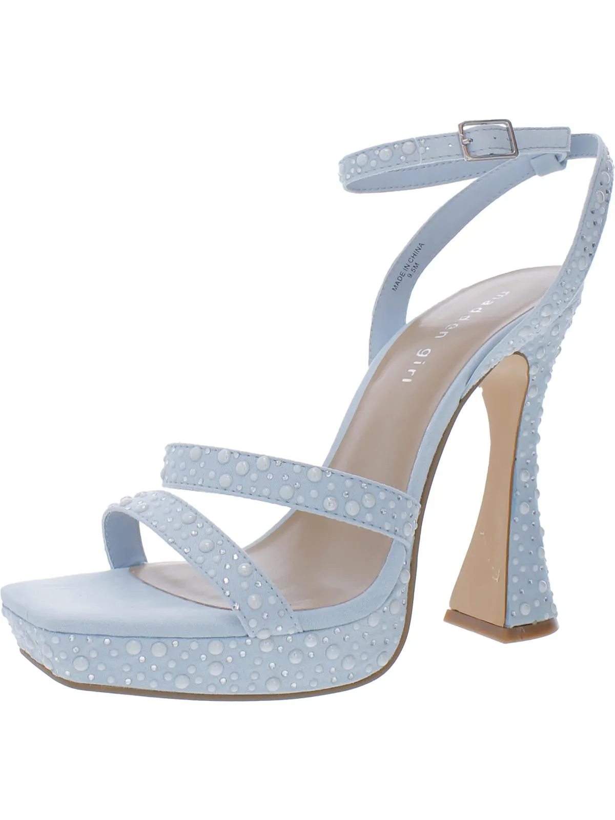 Zanee Womens Faux Suede Embellished Platform Heels