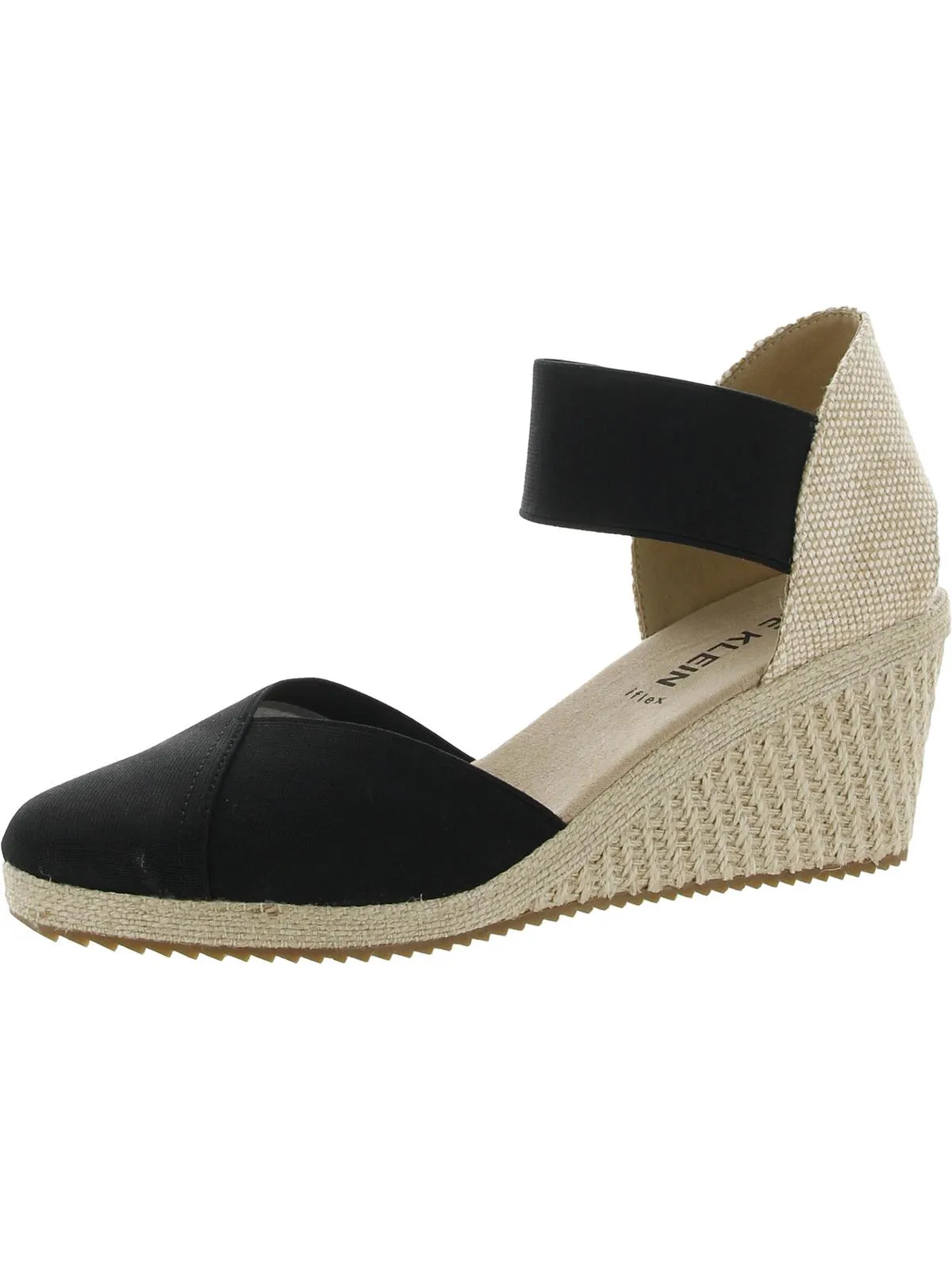Zoey Womens Canvas Ankle Strap Espadrille Heels