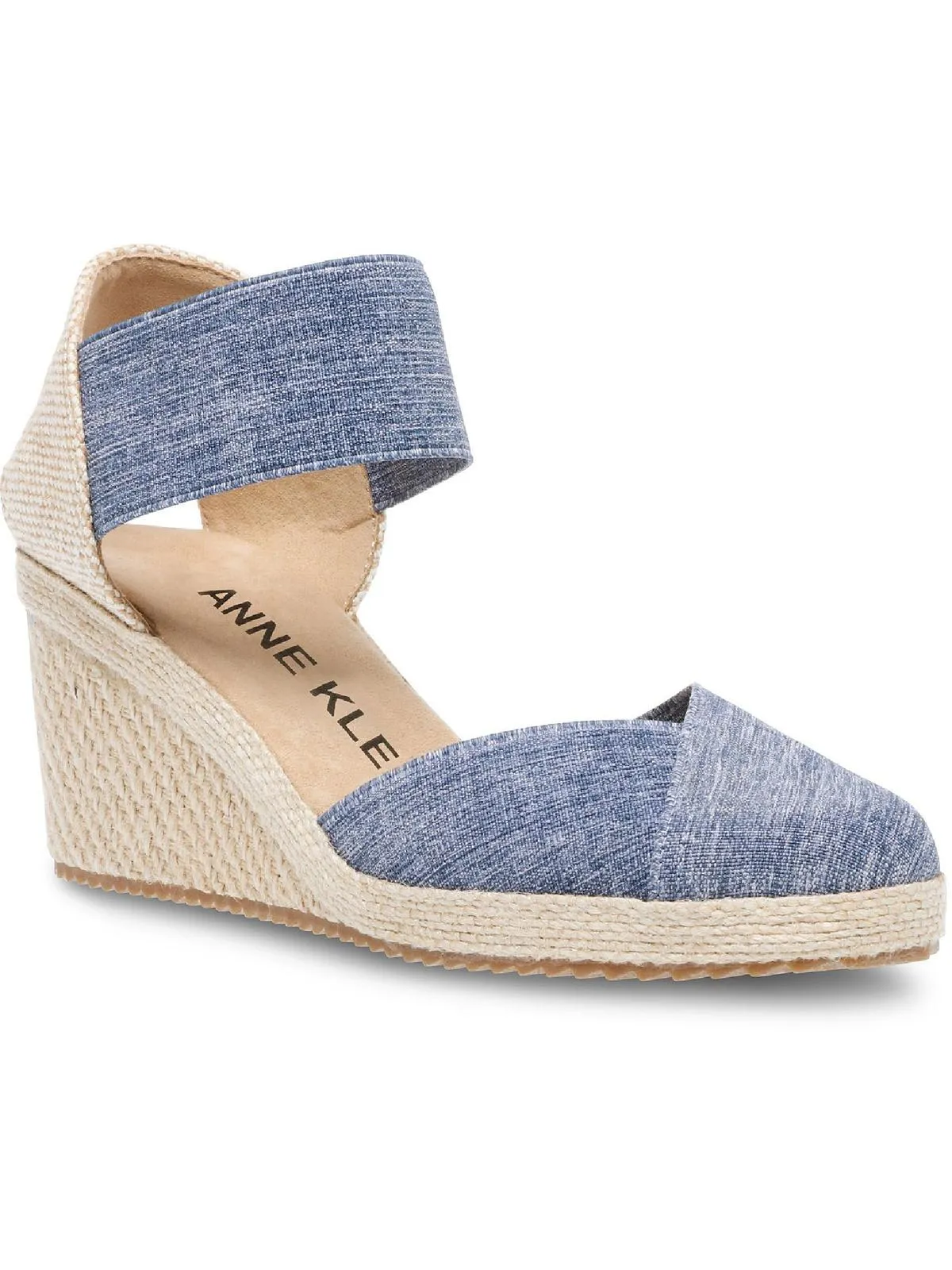 Zoey Womens Canvas Ankle Strap Espadrille Heels