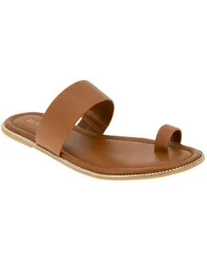 Zulu Womens Faux Leather Slip On Slide Sandals